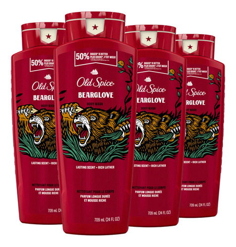 Old Spice Gel De Bano Para Hombre, Bearglove, Espuma De Larg