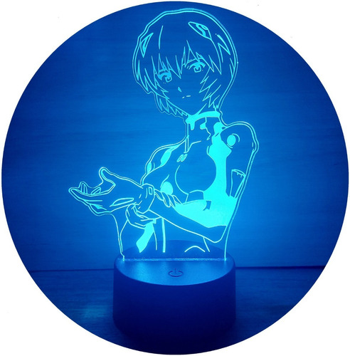 Evangelion Rei Ayanami Lampara Led Ilusion 3d Anime Manga