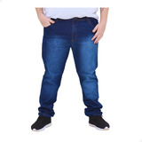 Calça Plus Size Jeans Masculina  Azul Escuro Com Elastano