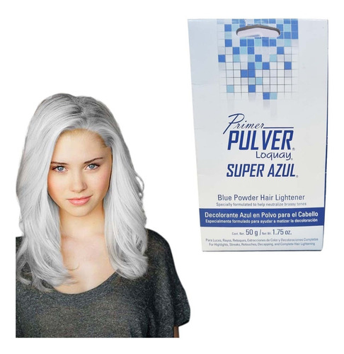 Polvo Decolorante Azul Para Cabello Loquay Primer Pulver 50g