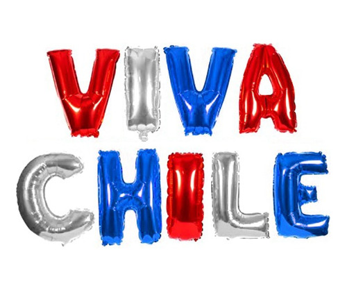 Globos Metalizados Letra Viva Chile Fiestas Patrias 