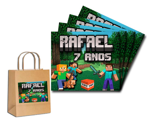 20 Adesivos Rótulos Minecraft Para Sacolinha Surpresa 