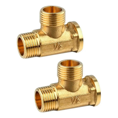 2 Piezas De 1/2 / Latón Tee Conexiones Conectores De Tubo