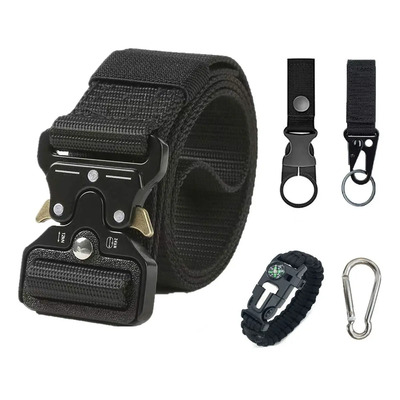 Cinturón Táctico Militar Allbewell Negro con 3 Ganchos y Pedernal | MercadoLibre