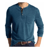 Camisa Casual Henley De Manga Larga