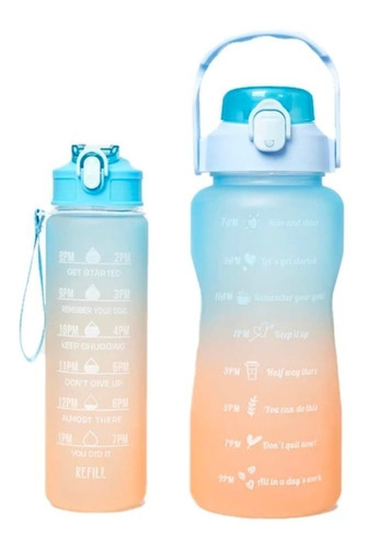 Termo Botella De Agua Motivacional  2 Litros + Termo De 900 