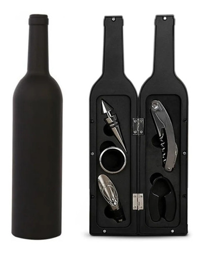 Set Kit 5 Pcs Sacacorcho Descorchador + Estuche Botella Vino