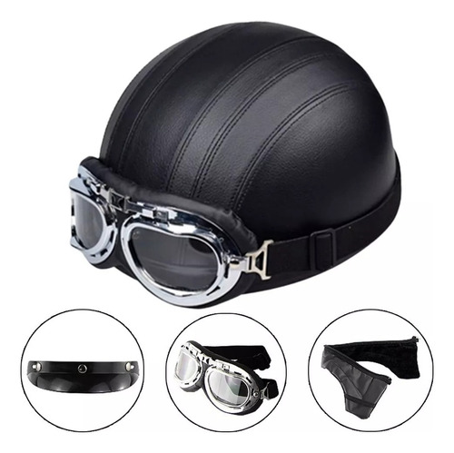 Casco Abierto Moto Vintage Mate Roda, Gogles