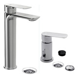 Combo Griferia Fv Coty Monocomando Lavatorio Alto + Bidet