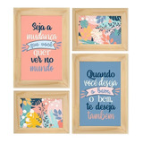 Kit 4 Quadros Decorativo Inspiração Mudança Flores