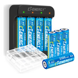 Baterias Aa De Litio Recargables De 1.5 V Con Cargador 8 Paq