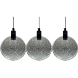 3 Pendentes Luminária Vidro Lua Cristal Bolha Preto Moderno