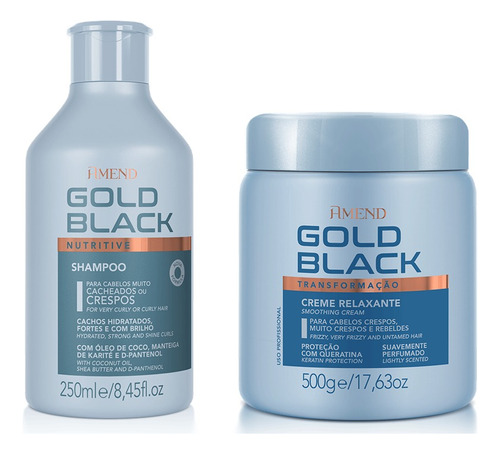 Kit Amend Gold Black Shampoo E Creme Relaxante 2 Em 1