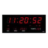 Reloj Digital De Pared Gadnic Cronometraje Temperatura Fecha Estructura Negro Fondo Negro