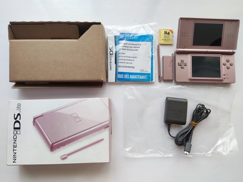 Nintendo Ds Lite Pink Rosa En Caja + R4 + Cargador + Stylus