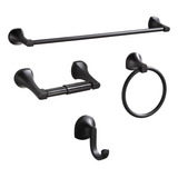 Set De 4 Accesorios Para Baño Acero Inoxidable Negro Mate