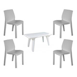 Juego De Mesa Reforzada + 4 Sillas Paris Blanco Mascardi Prm