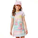 Vestido Juvenil Menina Tie Dye Tendência Fashion Infantil