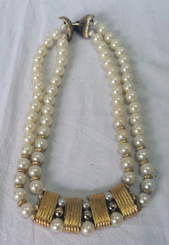 Antiguo Collar Retro Vintage Perlas Fantasia Gargantilla B6