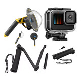 Kit Para Gopro Hero 9 10 11 Black Tripé 3 Way Dome Estanque