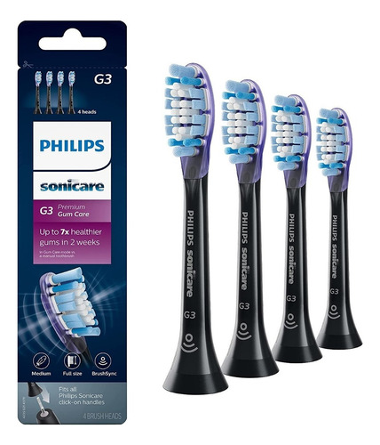 Philips Sonicare Brush Heads Gum Care G3 4pk Hx9054/95 Black