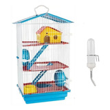 Kit Para Hamster Gaiola Teto Plástico + Bebedouro + Goblinho