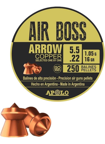 Diabolos Balines Apolo Air Boss Arrow Copper 5.5mm 250 Und 