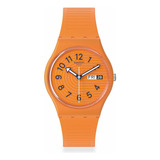 Swatch Reloj Unisex Casual Naranja Acero Inoxidable Cuarzo L