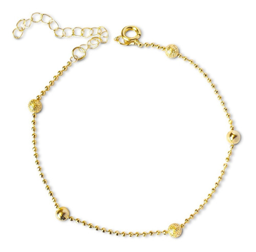 Pulsera Pelotitas Bolitas Enchapadas En Oro 18k