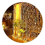 Cortina De Luces Navidad 3x2 Mts 180 Led Amarillas Cascada 