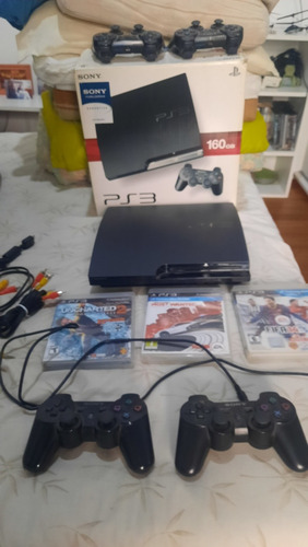 Play 3 Sony 160 Gb Completa  Y 3 Juegos Y 2 Justick  Usada