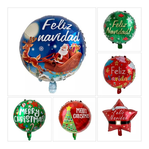 Pack 12 Unid Globo Metal Navideño De 45 Cm Con Varilla 