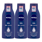 Kit 3 Und Loção Hidratante Nívea Milk Pele Extra Seca 400ml