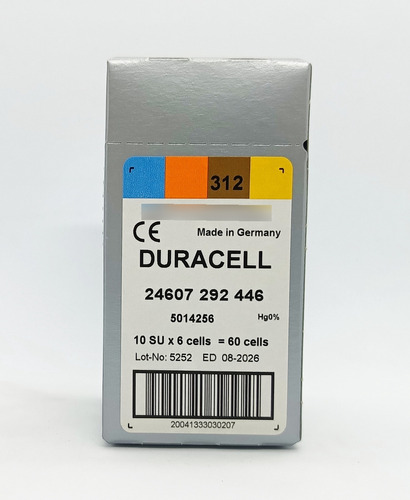 Caja Pilas Audífonos Duracell 312 X 60 Unidades