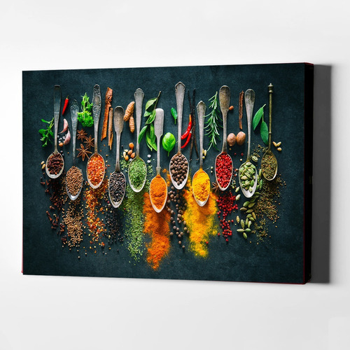 Cuadro Decorativo Comedor Cocina Especias Moderno En Canvas