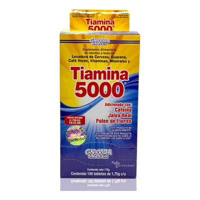 Tiamina 5000 Cafeína Jalea Real Guaraná 100 Tabletas Gn+vida | MercadoLibre