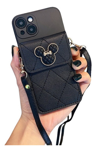 Capa Celular Case Bolsa Porta Cartão Dinheiro iPhone Minnie