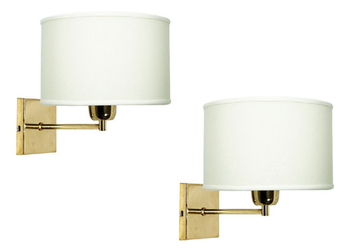 2 X Apliques De Pared Cabecera Dorado Con Pantallas De Tela 