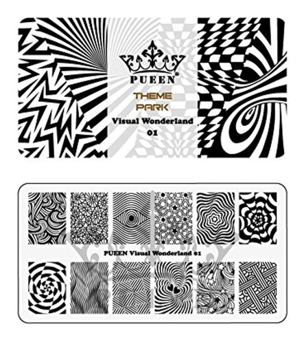 Pueen Nail Art Stamping Placa   visual Wonderland 01   p