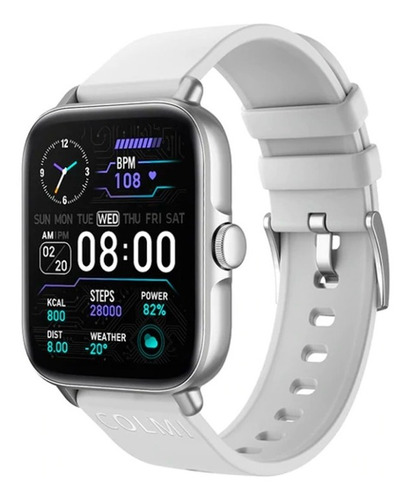 Smartwatch Colmi Series P P28 Plus Colmi P28plus 1.69  Caja 36mm De  Aleación  Plateada, Malla  Gris De  Silicona Deportes Impermeables