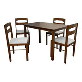 Mobi Comedor Madera 4 Sillas Modelo León Color Tabaco 110cm 