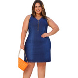 Vestido Jeans Com Lycra Plus Size Moda Plus