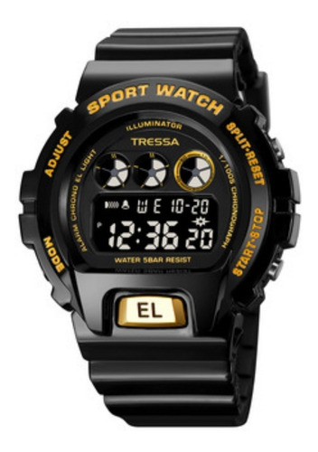 Reloj Tressa Power Digital Unisex  Wr50m Alarma Luz Caucho 