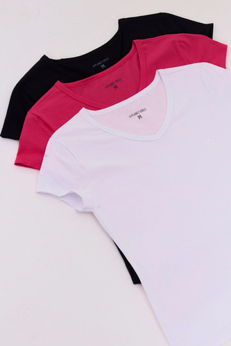 Kit 3 Camisetas Básicas Femininas Planet Girls