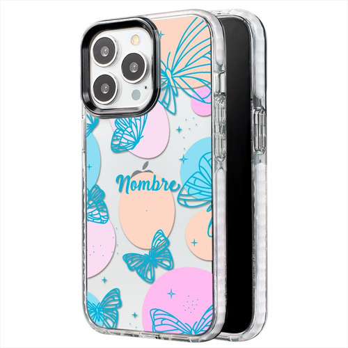 Funda Para iPhone Mariposas Azules Personalizada Con Nombre