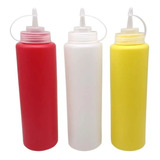 Set De 3 Dispensadores Para Salsa 25 Cm Color Rojo/amarillo/blanco