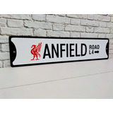 Vintage Anfield Liverpool Letrero De Metal Estilo Antiguo