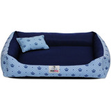 Cama Casinha Pet Cachorro Gato Tam Médio Lavável Com Zíper Cor Coroa Azul