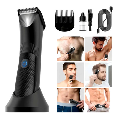 Rasuradora Eléctrica Barba Zona Íntima Trimmers Afeitadora Maquina Para Cortar Cabello Pelo Cuerpo Entero Corporal Impermeable Ipx7 Recargable Inalámbrico Hombre Con Luz Negro | Envío gratis