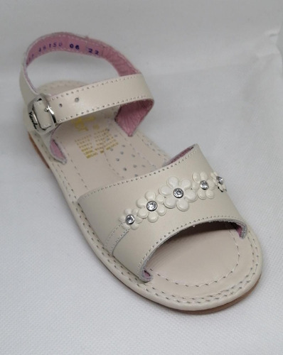 Huaraches Marca Kinder Para Bebe Niña 6632 Hueso 12 Al 17 M